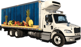 Fresh Produce Delivery Truck on the Go PNG