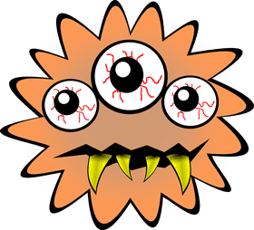 Curious Three-Eyed Bacteria Monster PNG