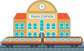 Colorful Train Station with Timeless Charm PNG