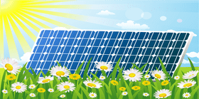 Solar Panel Among Vibrant Spring Blooms PNG