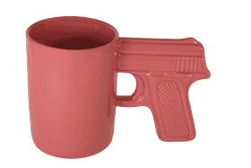 Quirky Ceramic Mug with Pistol Handle PNG