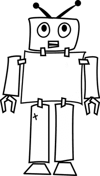 Friendly Industrial Robot with Expressive Features PNG