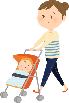 Joyful Stroll with Baby Stroller Adventure PNG