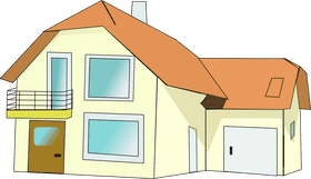 Sunny Cottage House with Garage PNG