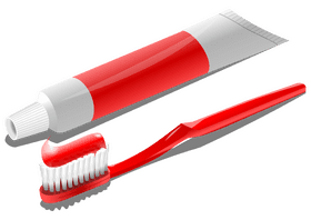 Vibrant Red Toothpaste and Toothbrush Set PNG