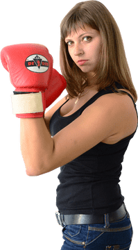 Empowered Fighter with Boxing Gloves PNG