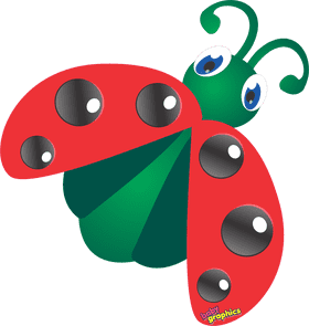 Colorful Ladybug with Blue Eyes and Green Antennae PNG