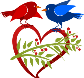 Lovebirds Nesting in a Heart PNG