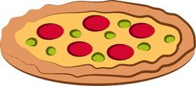 Delicious Pepperoni Pizza with Green Peppers PNG