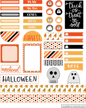 Festive Day Planner Stickers for Halloween Planning PNG