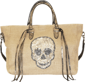 Edgy Skull Design Tote Bag PNG