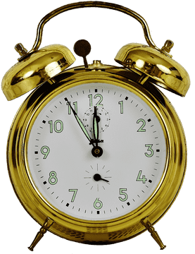Classic Golden Alarm Clock with Twin Bells PNG