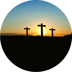 Sunrise Over Three Silent Crosses PNG