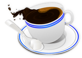 Splashing Coffee in Elegant Cup PNG