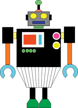 Colorful Industrial Robot with Mechanical Arms PNG
