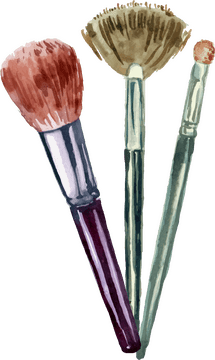 Artistic Collection of Makeup Brushes PNG