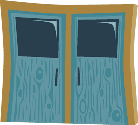 Whimsical Wooden Double Door Design PNG