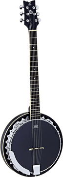 Unique Musical Instrument Blending Banjo and Guitar PNG