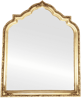 Elegant Golden Arched Mirror Frame Design PNG