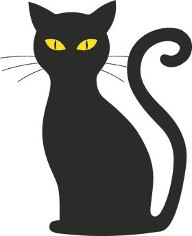 Mystical Black Cat with Enigmatic Yellow Eyes PNG