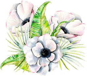 Elegant White Flower Bouquet with Tropical Foliage PNG