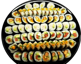 Sushi Presentation A Colorful Culinary Display PNG
