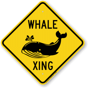 Whale Crossing Caution Sign PNG