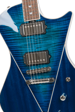 Stunning Blue Electric Guitar with Sleek Design PNG