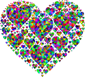 Vibrant Kaleidoscope of Hearts PNG