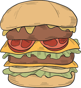 Ultimate Layered Burger Delight PNG