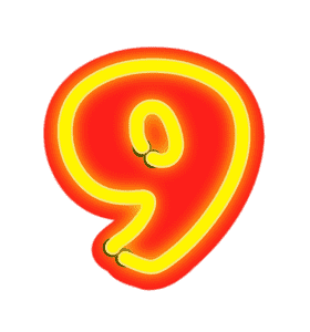 Vibrant Neon Sign Number Nine PNG