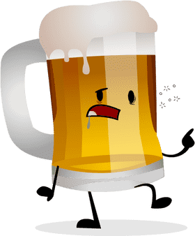 Cheerful Beer Glass with a Playful Face PNG