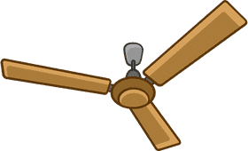 Elegant Ceiling Fan with Wooden Blades PNG