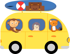 Adventurous Animal Road Trip Crew PNG