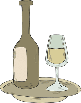 Elegant Wine Bottle and Glass Presentation PNG