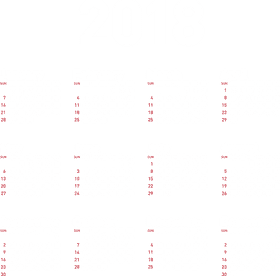 2018 Minimalist Wall Calendar Design PNG