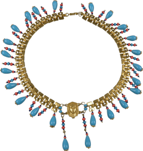 Elegant Turquoise and Gold Jewelry Necklace PNG