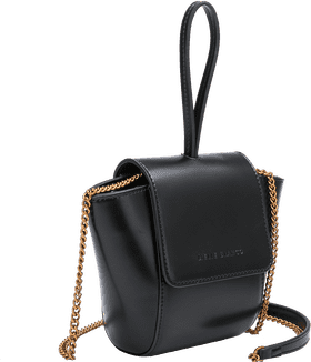 Elegant Black Shopping Bag with Chain Strap PNG