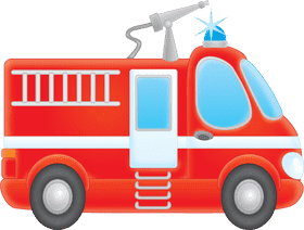 Red Delivery Truck with Emergency Lights PNG