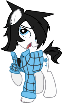 Emo Pony with a Blue Checkered Flannel PNG