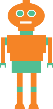 Playful Orange Robot Companion PNG