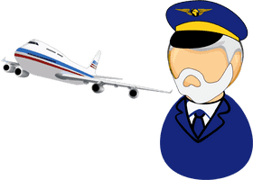 Airplane Captain and Flight in Action PNG