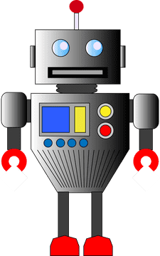 Industrial Robot with Colorful Control Panel PNG