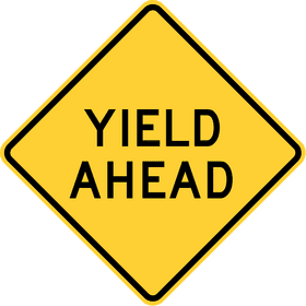 Caution Yield Sign Ahead Warning PNG