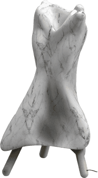 Elegantly Abstract Marble Statue on Wooden Stand PNG