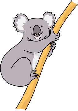 Playful Koala Bear in a Tree PNG