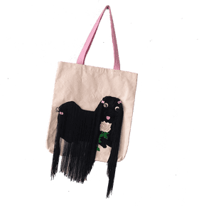 Chic Shopping Bag with Fun Dog Design PNG