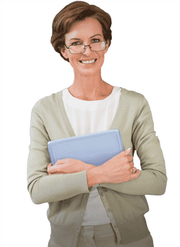 Empowered Teacher Embracing Knowledge and Growth PNG