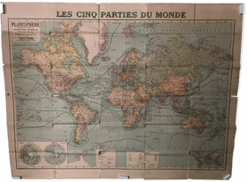 Vintage World Map with USA Map Focus PNG