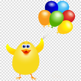 Easter Chick with Colorful Balloons PNG